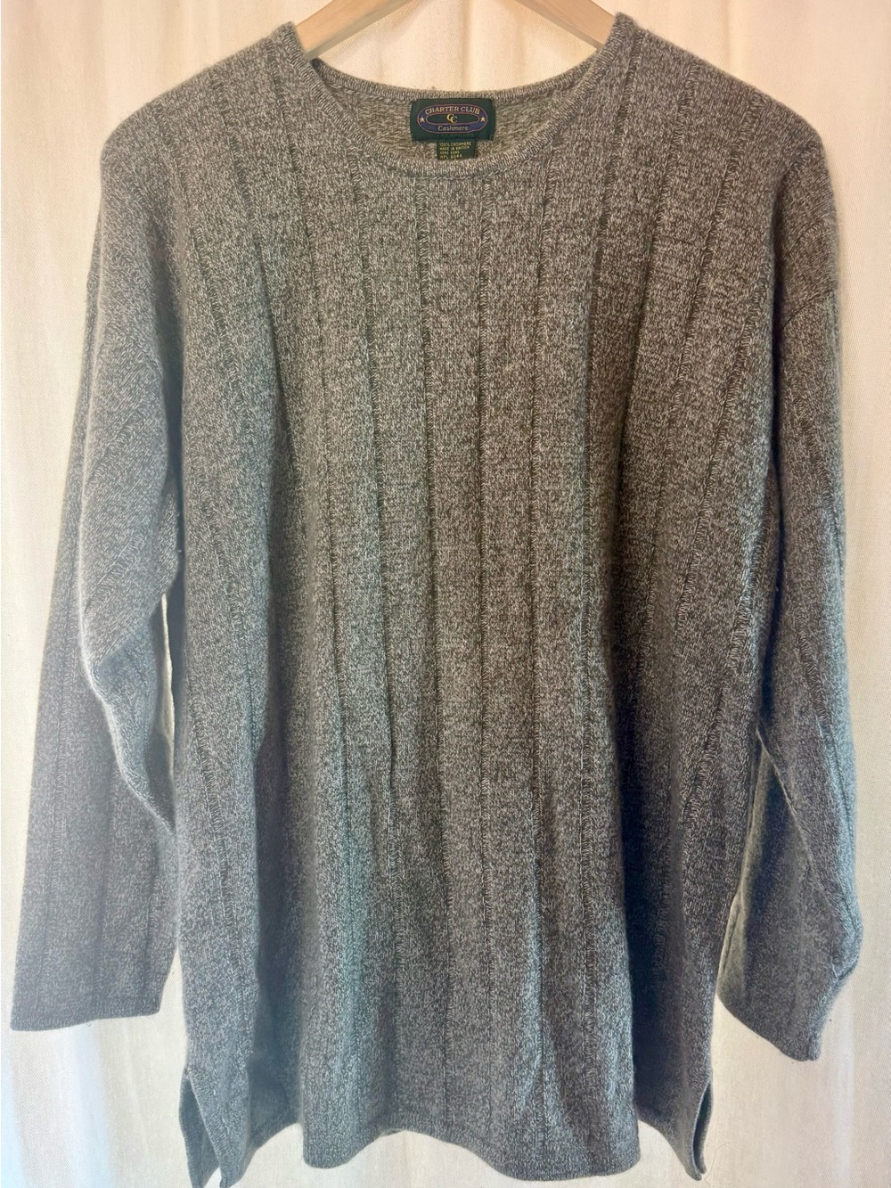 Charter Club Heather Gray Cable Crewneck Sweater
